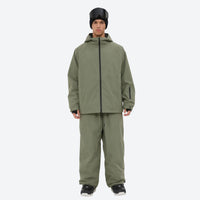 
                  
                    Men's waterproof 2L snow jacket and pants - olive green jacket with olive pants, for powder days and winter commute
                  
                