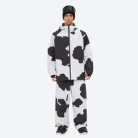 
                  
                    Men's waterproof 2L snow jacket and pants - cow print jacket with cow print pants, for powder days and winter commute
                  
                