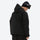 Men's waterproof 2L snow jacket and pants - black, on-model hood side view, for powder days and winter commute