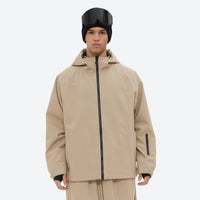 
                  
                    Men's 2-layer snowboard jacket and pants - tan, on-model front view, for skiing and snowboarding
                  
                