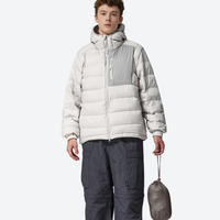 
                  
                    Women's insulated compact down jacket with color-block panel - white lightweight down hooded jacket on men
                  
                