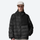 Women's insulated compact down jacket with color-block panel - black lightweight down hooded jacket on women with cap
