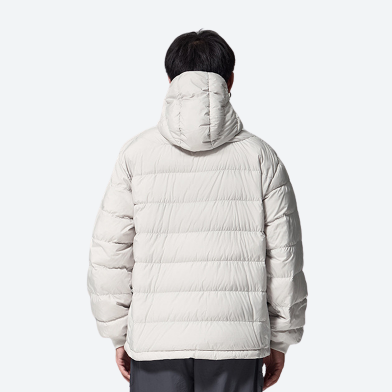 Women's warm packable hooded down midlayer - white lightweight down hooded jacket on men, hood seals out wind
