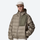 Women's insulated compact down jacket with color-block panel - olive lightweight down hooded jacket on women with cap