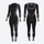 Women's sweat-wicking performance compression top and pants set - black and gray compression base layer suit