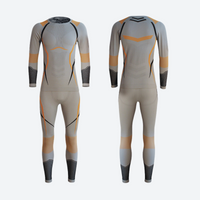 
                  
                    Men's sweat-wicking performance compression top and pants set - beige and orange compression base layer suit
                  
                