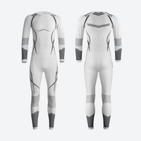 
                  
                    Men's breathable lycra baselayer suit for snow sports - white and gray compression base layer suit
                  
                