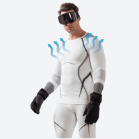
                  
                    Men's compression base layer suit - white compression base layer suit, vent airflow arrow infographic, for winter snow sports
                  
                