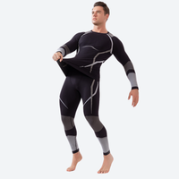 
                  
                    Men's sweat-wicking performance compression top and pants set - black and gray compression base layer suit on men
                  
                