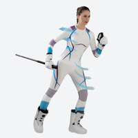 
                  
                    Women's sweat-wicking performance compression top and pants set - white blue and purple compression base layer suit on women
                  
                