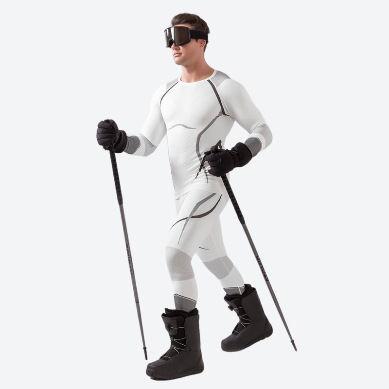 Men's sweat-wicking performance compression top and pants set - white compression base layer suit on men