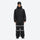 Breathable 3-layer suspender bibs with reflective trim - black jacket with black bib pants, on-model full-body front view