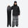 Unisex snowboard bib pants - black jacket with gray bib pants, for cold-weather winter sports