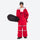 Unisex snowboard bib pants - red jacket with red bib pants, for resort and street wear
