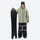 Unisex snowboard bib pants - sage green jacket with black bib pants, for resort and street wear