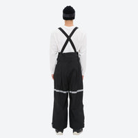 
                  
                    Unisex waterproof 3L bib snow pants - black bib pants with white top, on-model back view, for skiing and snowboarding
                  
                