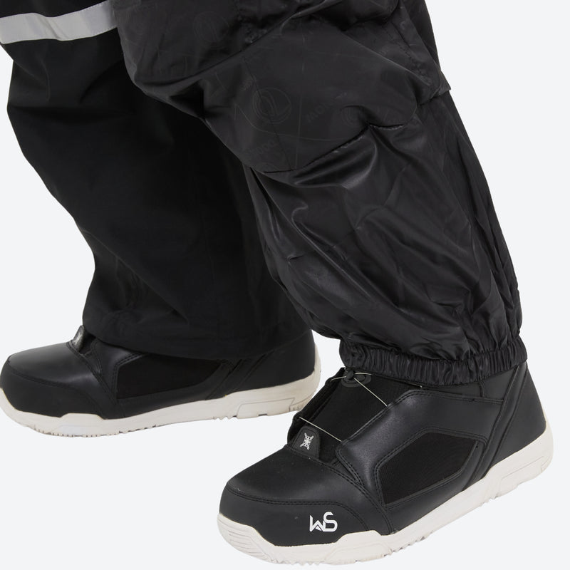 Breathable 3-layer suspender bibs with reflective trim - black bib pants, for skiing and snowboarding