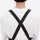 Unisex snowboard bib pants - black bib pants, cross-back suspender close-up detail, for resort and street wear