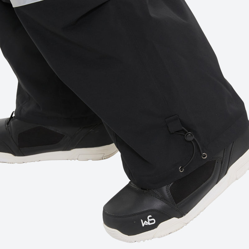 Breathable 3-layer suspender bibs with reflective trim - black bib pants, for resort and street wear