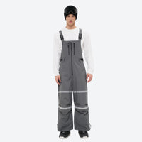 
                  
                    Breathable 3-layer suspender bibs with reflective trim - gray bib pants with white top, for skiing and snowboarding
                  
                