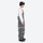 Unisex snowboard bib pants - gray bib pants with white top, on-model side view, for skiing and snowboarding
