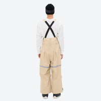 
                  
                    Breathable 3-layer suspender bibs with reflective trim - tan bib pants with white top, for resort and street wear
                  
                