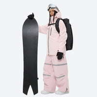 
                  
                    Women's 2-layer breathable snowboard jacket and bibs - light pink jacket with light pink bib pants
                  
                