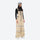 Women's 2-layer breathable snowboard jacket and bibs - tan bib pants, on-model front view, for skiing and snowboarding