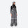 Women's reflective trim ski jacket with suspender bibs - gray bib pants, on-model front view, for resort and street wear