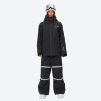 
                  
                    Women's 2-layer breathable snowboard jacket and bibs - black jacket with black bib pants, for skiing and snowboarding
                  
                