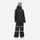 Women's waterproof 2L snow jacket and bib pants series - black jacket with black bib pants, for resort and street wear