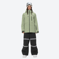 
                  
                    Women's waterproof 2L snow jacket and bib pants series - sage green jacket with black bib pants
                  
                