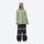 Women's reflective trim ski jacket with suspender bibs - sage green jacket with black bib pants