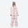 Women's reflective trim ski jacket with suspender bibs - light pink jacket with light pink bib pants