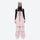 Unisex snowboard bib pants - pink bib pants with black top, on-model front view, for skiing and snowboarding