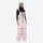 Unisex waterproof 3L bib snow pants - pink bib pants with black top, on-model front view, for resort and street wear