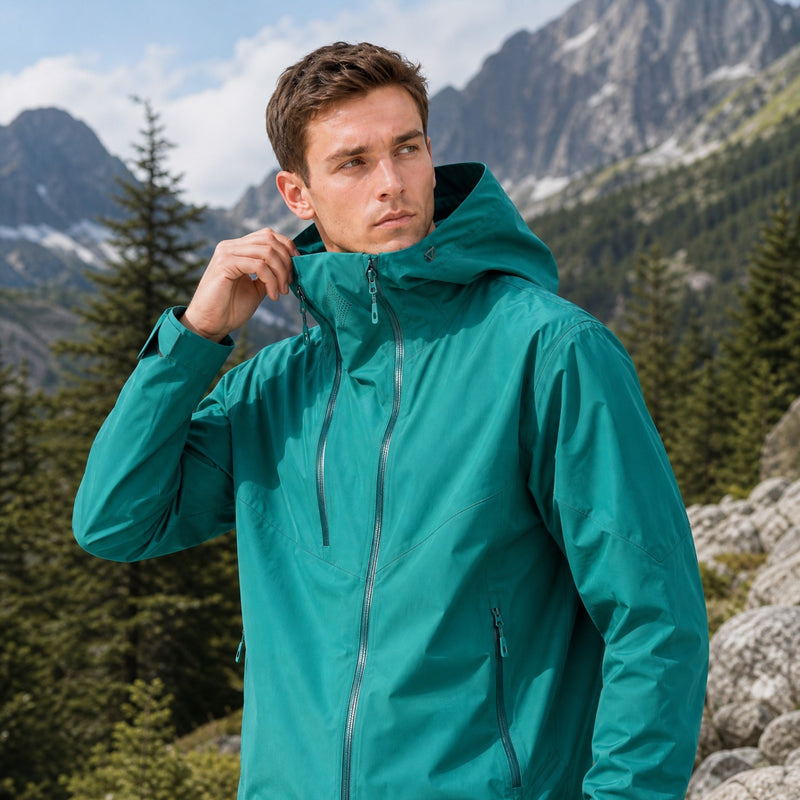 Men's hardshell snowboard jacket with taped seams - teal hardshell jacket, for resort and backcountry days