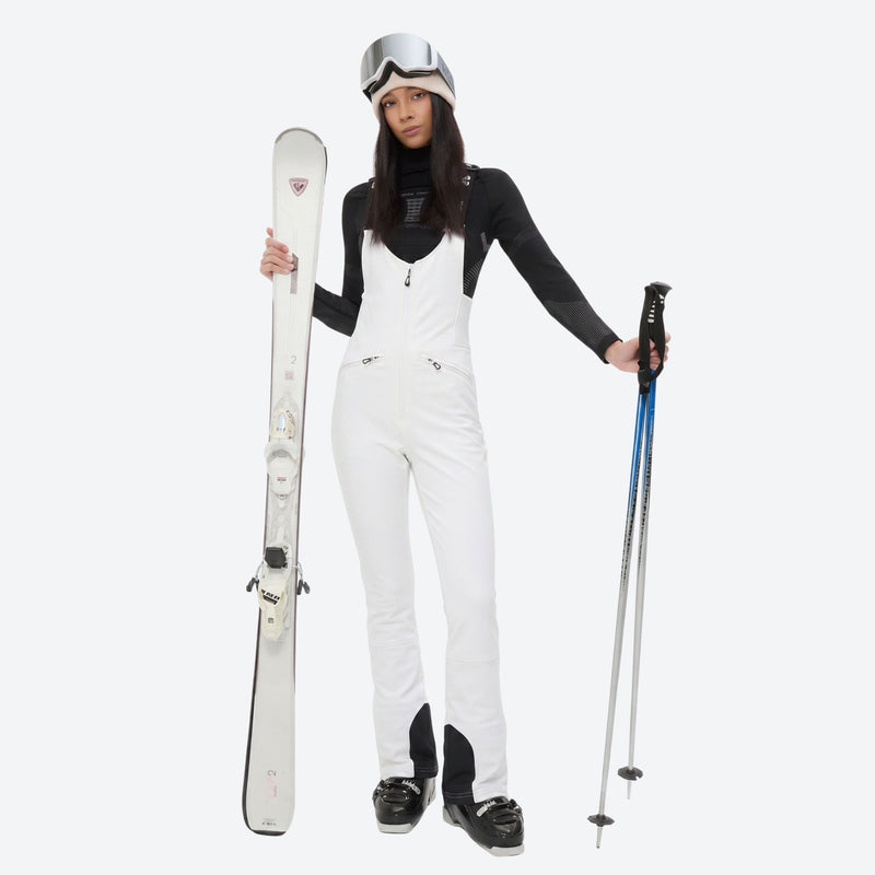 Women's waterproof 3L ski jacket and bib pants series - white bib pants, for cold-weather winter sports