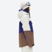 
                  
                    Women's colorblock breathable ski jacket set - white blue and brown colorblock jacket, for skiing and snowboarding
                  
                