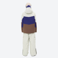 
                  
                    Women's colorblock breathable ski jacket set - blue and brown colorblock jacket with white pants, for powder and piste riding
                  
                