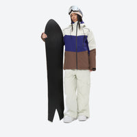 
                  
                    Women's colorblock breathable ski jacket set - blue and brown colorblock jacket with white pants
                  
                