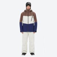 
                  
                    Unisex waterproof 3L snow jacket and pants series - brown white and navy colorblock with white pants
                  
                