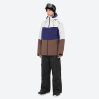 
                  
                    Breathable 3-layer ski jacket and pants set - white purple and brown colorblock with black pants
                  
                