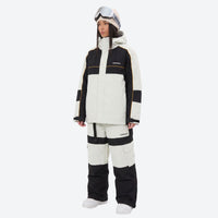 
                  
                    Women's colorblock breathable ski jacket set - white and black colorblock jacket with white pants
                  
                