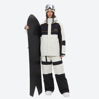 
                  
                    Women's waterproof 3L snow jacket and pants series - white and black colorblock jacket with white pants
                  
                