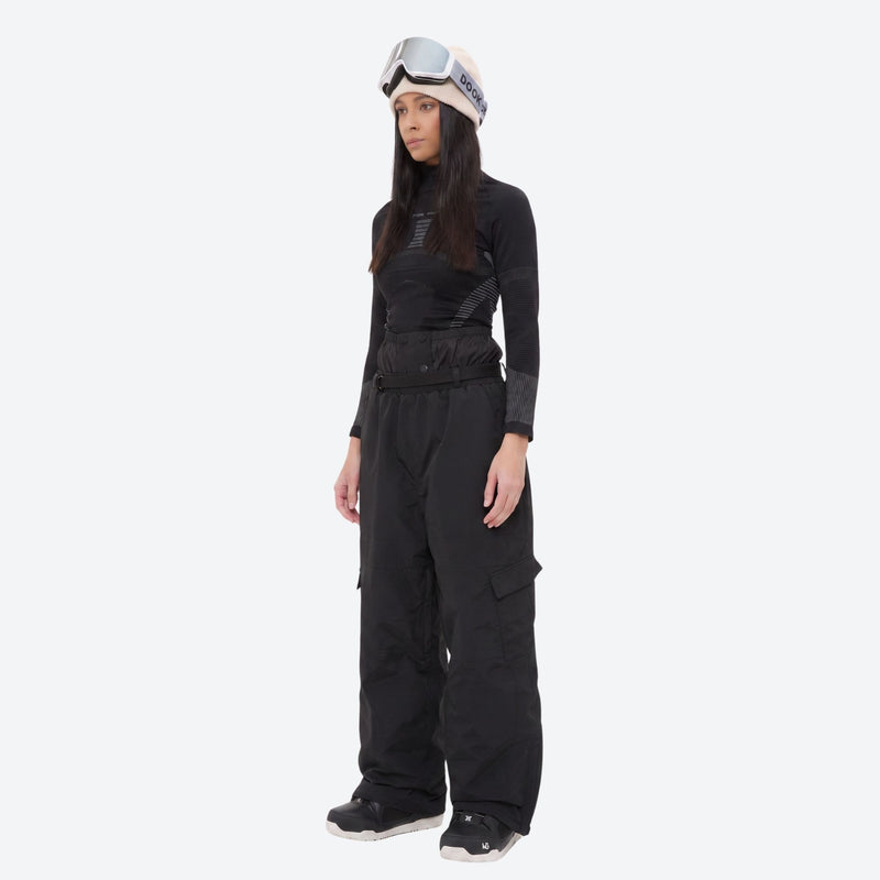 Women's waterproof 3L snow jacket and pants series - black snow pants with black top, for skiing and snowboarding