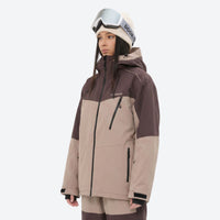 
                  
                    Women's colorblock breathable ski jacket set - tan and brown colorblock jacket, for skiing and snowboarding
                  
                