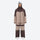 Women's colorblock breathable ski jacket set - tan and brown colorblock jacket with tan pants, for cold-weather winter sports