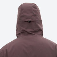
                  
                    Unisex 3L snowboard jacket and pants - coffee brown and tan colorblock, back hood close-up detail, underarm vents dump heat
                  
                
