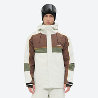 
                  
                    Unisex waterproof 3L snow jacket and pants series - white olive green and brown colorblock with white pants
                  
                